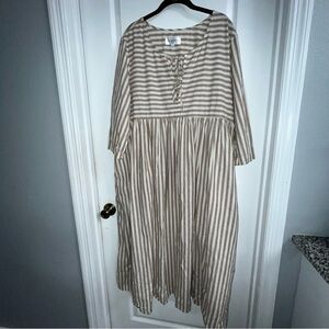 Tradlands Striped Maxi Dress in Cream and Brown
